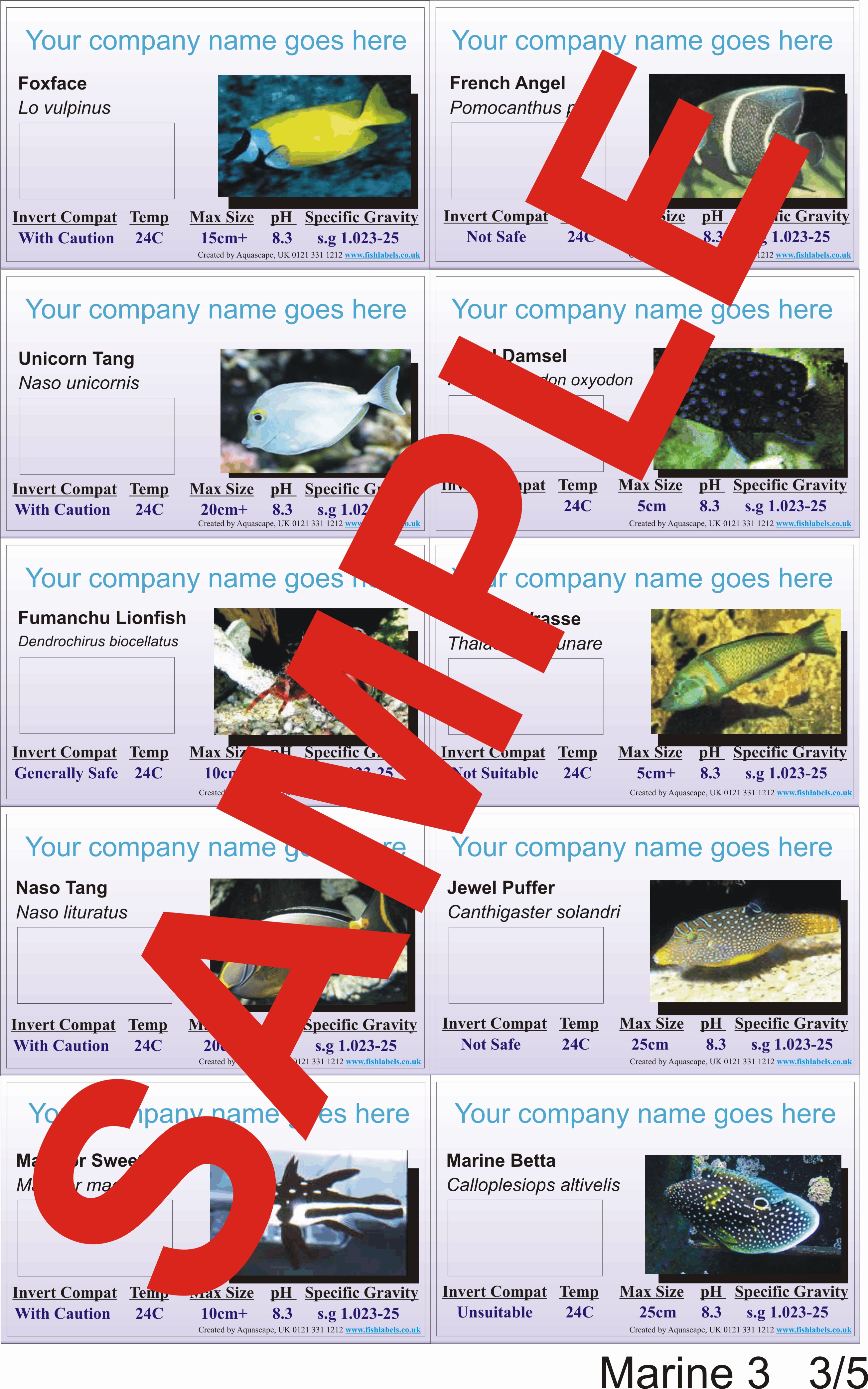 WWW.FISHLABELS.CO.UK - Personalised Aquarium Labels